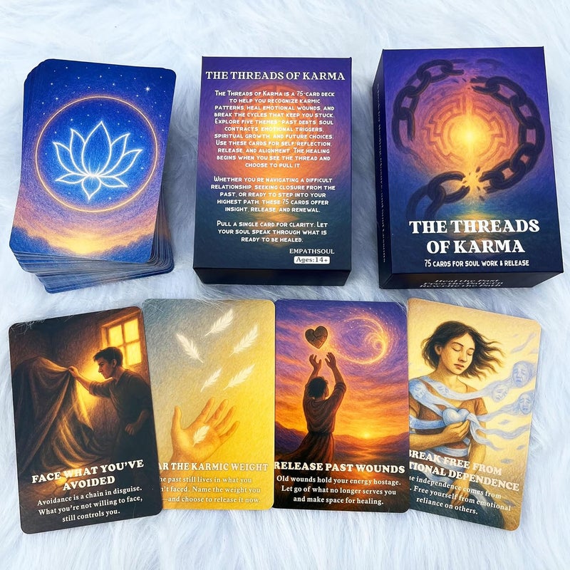 DPEHAKMK Karmic Healing Oracle Cards for Beginners, 75 Shadow Work and Soul Growth Oracle Deck for Releasing Past Wounds, Emotional Healing, Spiritual Awakening and Inner Transformation - Image 1